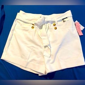New York & Company 7th Avenue Design Tie-Front Button Short Size 18 White